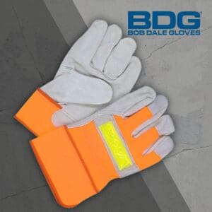 Bob Dale Gloves - Split Cowhide Fitter w/Safety Cuff (Hi-Viz)