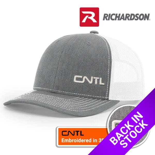 Richardson 112 - Snapback Trucker Cap - Heather Grey / White