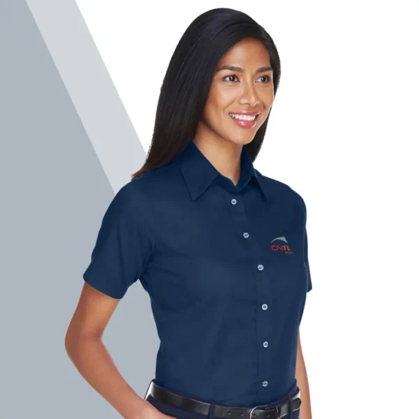 Harriton Women's Easy Blend™ Short Sleeve Twill Dress Shirt with Stain-Release - Image 2
