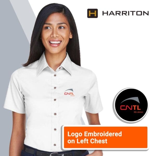 Harriton Women's Easy Blend™ Short Sleeve Twill Dress Shirt with Stain-Release - Image 6