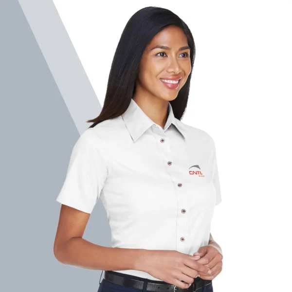 Harriton Women's Easy Blend™ Short Sleeve Twill Dress Shirt with Stain-Release - Image 7