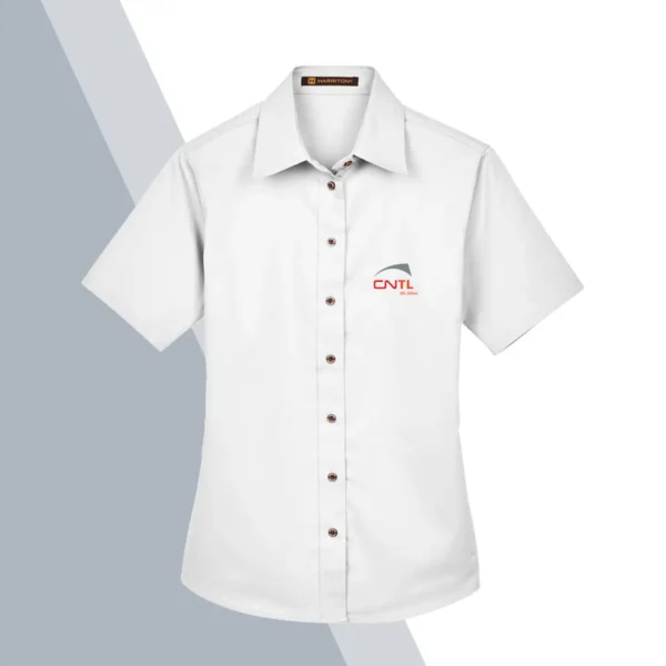 Harriton Women's Easy Blend™ Short Sleeve Twill Dress Shirt with Stain-Release - Image 9